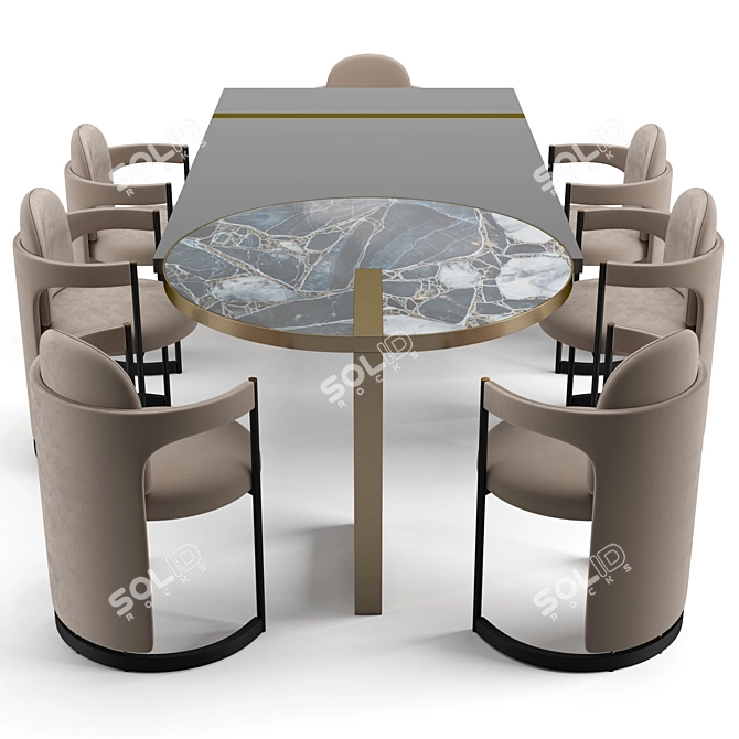 Elegant Baxter Dining Set 3D model image 2