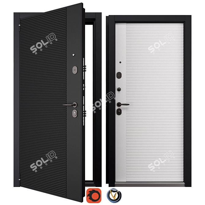 Modern Metal Entrance Door NT 4 3D model image 1