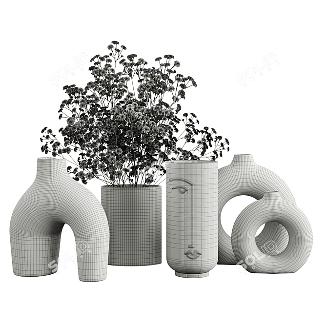 Elegant Ceramic Vases Set 3D model image 4