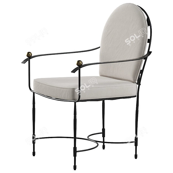 Elegant Amalfi Round Armchair 3D model image 2