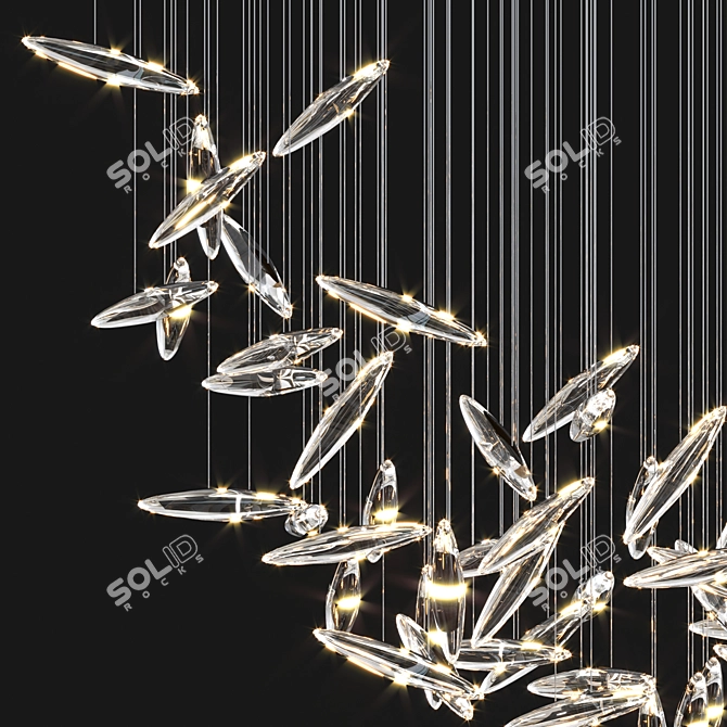 Ethereal Glow: Ochre Chandelier 3D model image 2