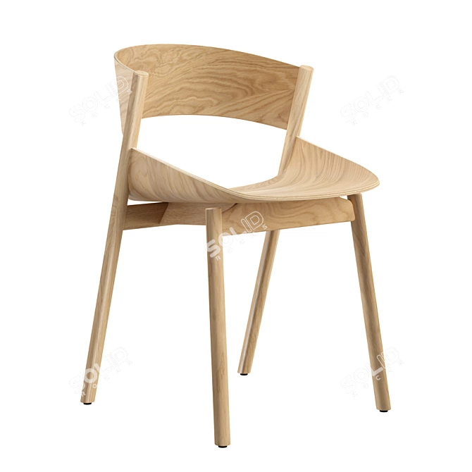 Elegant Plywood Dining Chair 3D model image 1