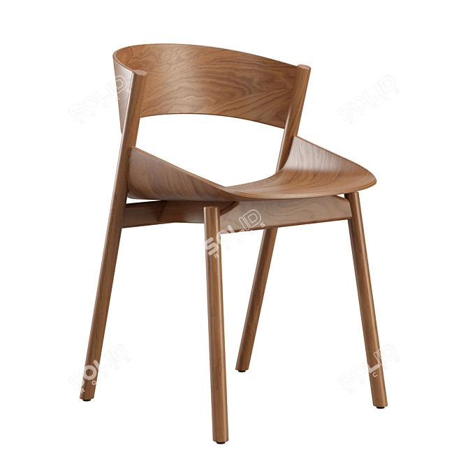 Elegant Plywood Dining Chair 3D model image 3