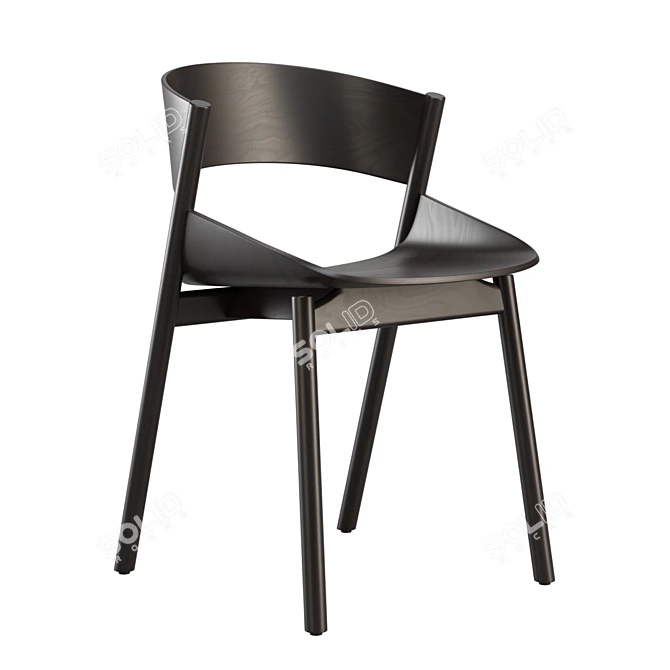 Elegant Plywood Dining Chair 3D model image 4