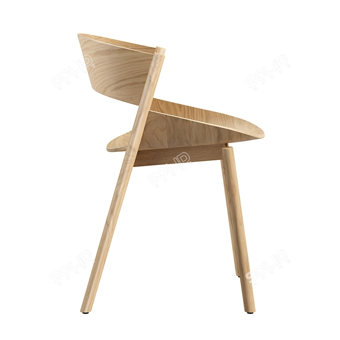 Elegant Plywood Dining Chair 3D model image 5