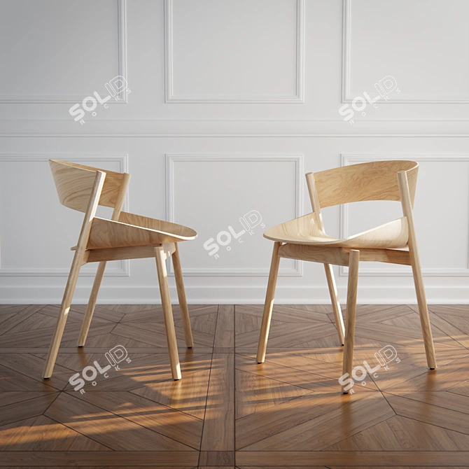 Elegant Plywood Dining Chair 3D model image 6