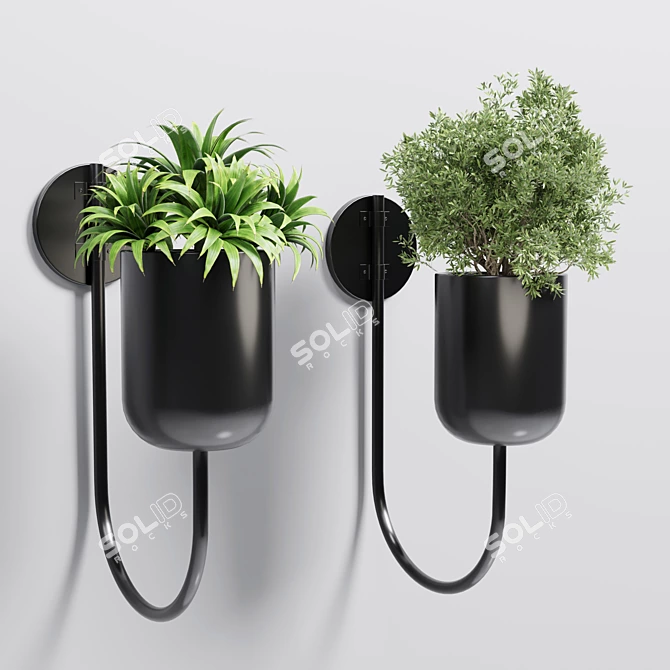 Metal Stand Wall Plant Vase 3D model image 3