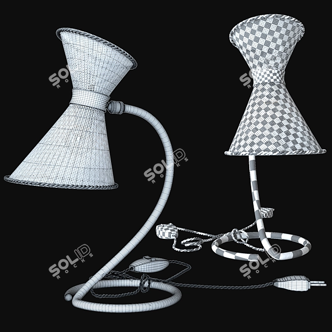 Vintage Industrial Bistro Table Lamp 3D model image 7