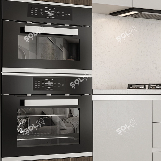 Modern Wood and White Kitchen 3D model image 4