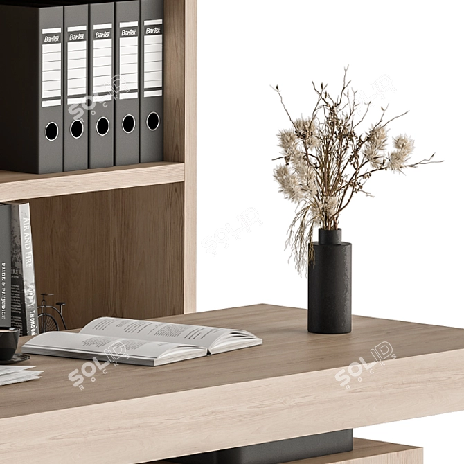 Wooden Boss Desk - Manager's Set. 3D model image 3