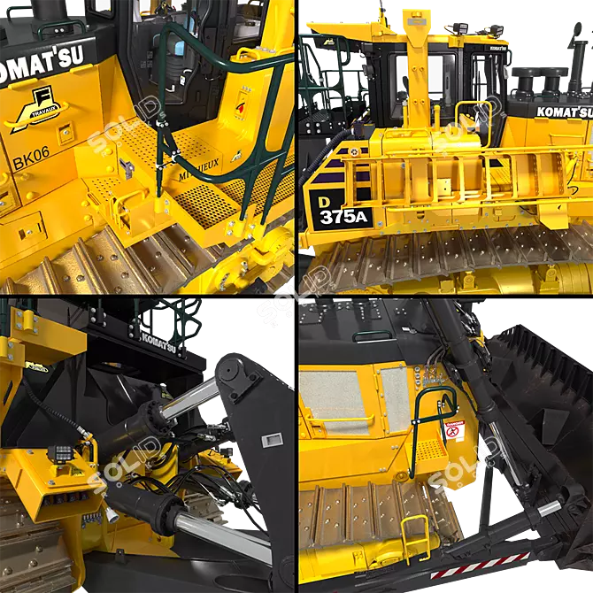 Powerful Komatsu D375A-8 Crawler Dozer 3D model image 3