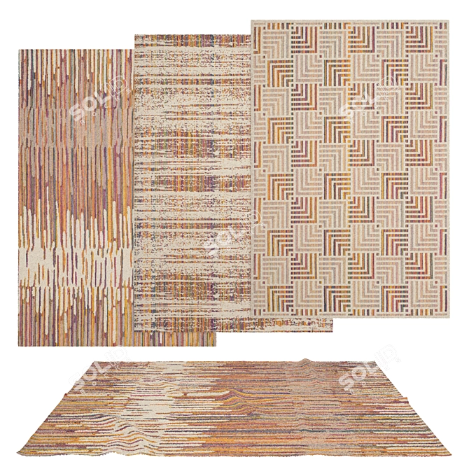 Stylish Set of 6 Rugs 3D model image 1