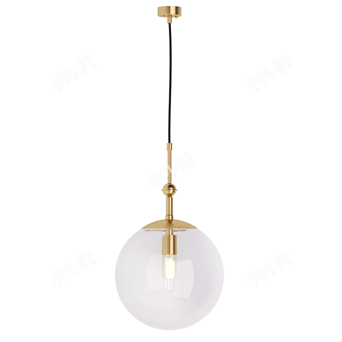 Elegant Brass and Glass Pendant 3D model image 1