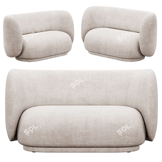 Modern Rico 2 Seater Sofa 3D model image 1