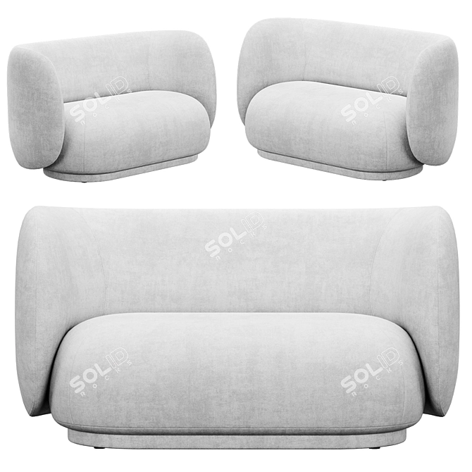 Modern Rico 2 Seater Sofa 3D model image 3