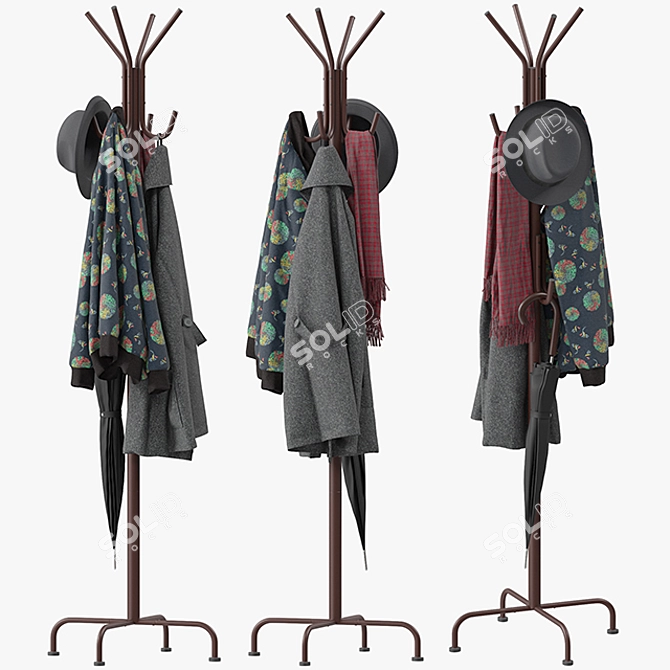 Sleek Hat and Coat Stand 3D model image 1