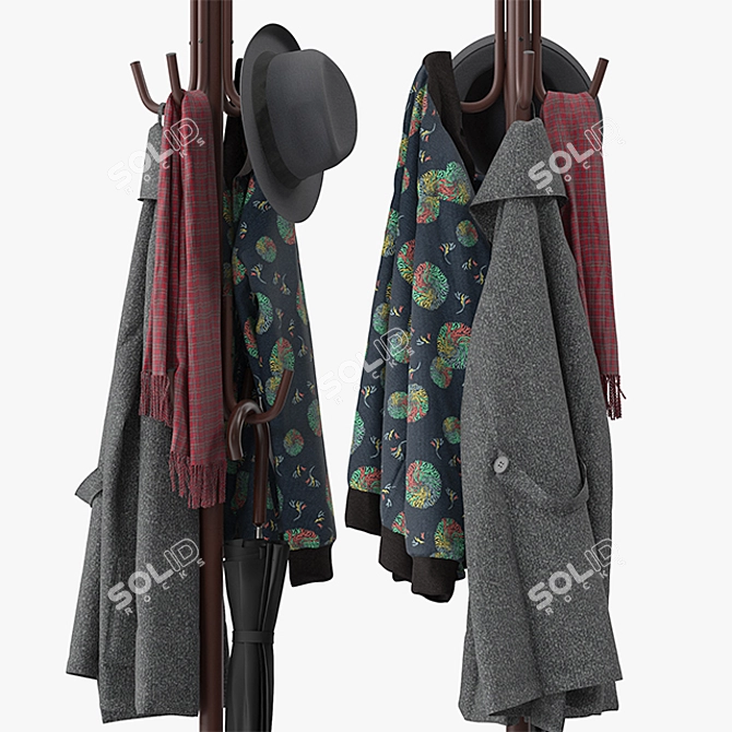 Sleek Hat and Coat Stand 3D model image 3