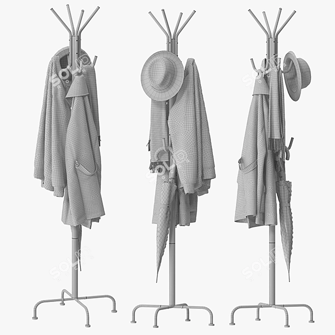 Sleek Hat and Coat Stand 3D model image 5