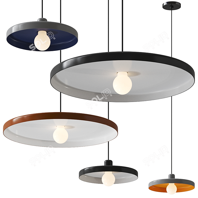 Sleek Disk Pendant Light 3D model image 1