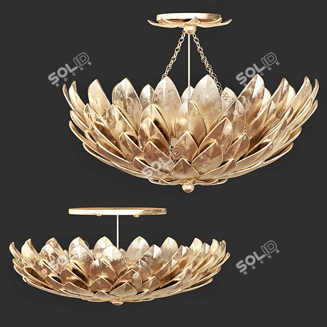 Crystorama Broche Gold Ceiling Light 3D model image 1