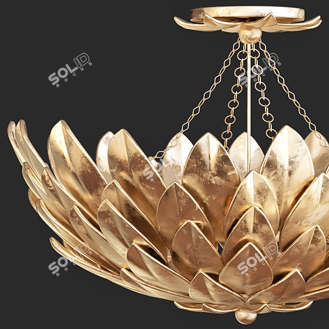 Crystorama Broche Gold Ceiling Light 3D model image 2