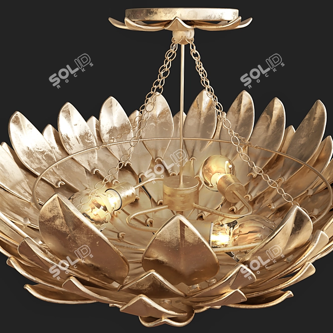 Crystorama Broche Gold Ceiling Light 3D model image 3