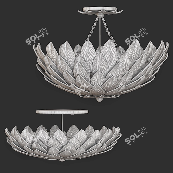 Crystorama Broche Gold Ceiling Light 3D model image 4