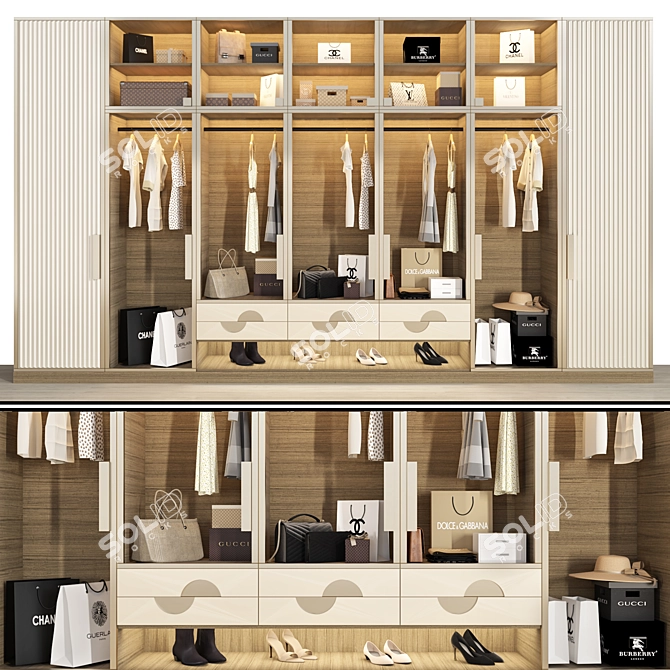 Versatile Wardrobe with All-inclusive Set 3D model image 1