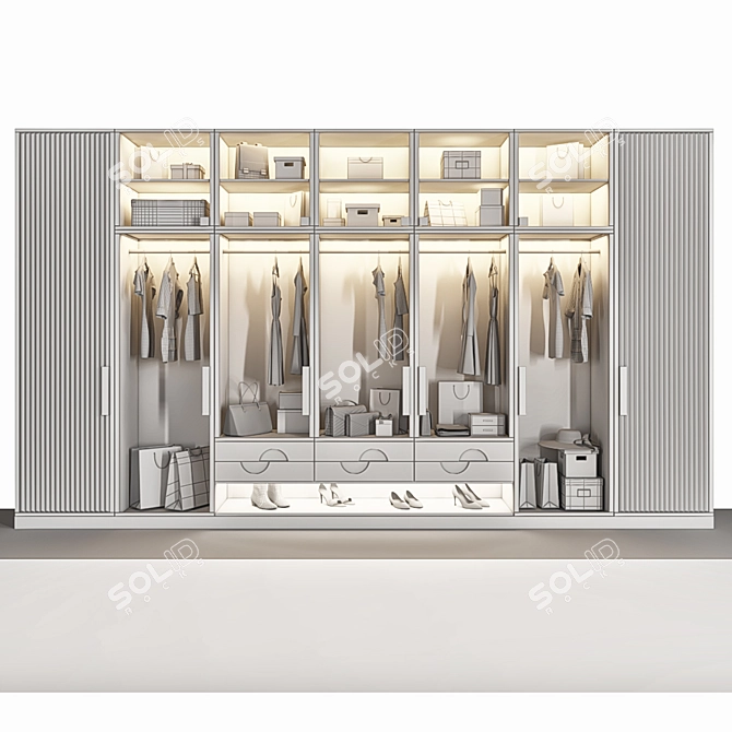 Versatile Wardrobe with All-inclusive Set 3D model image 5