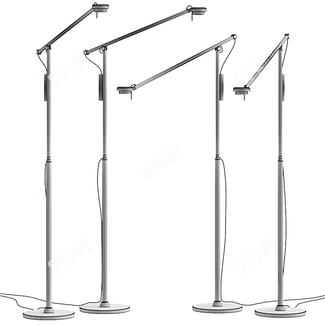 Sleek Dual-Toned Floor Lamp 3D model image 2