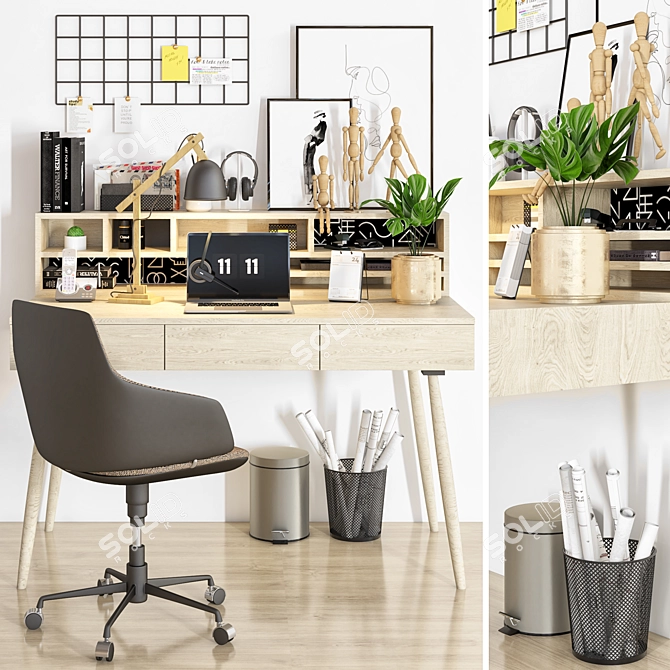 Modern Office Furniture Set 3D model image 1