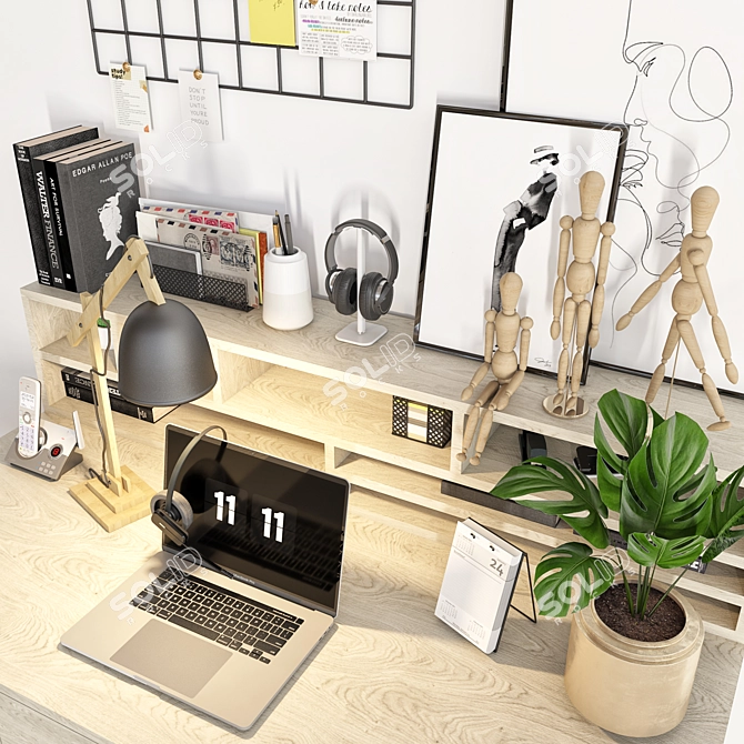 Modern Office Furniture Set 3D model image 3