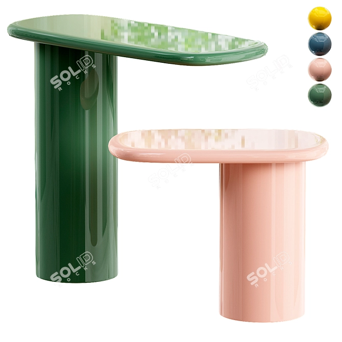 Sleek Cantilever Side Table 3D model image 1