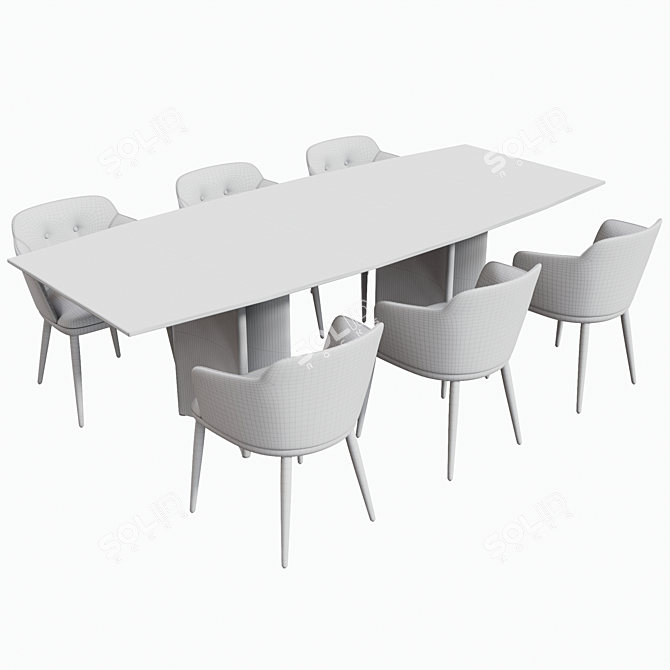 Elegant Porada Alan Botte Table with Celine Chairs 3D model image 3