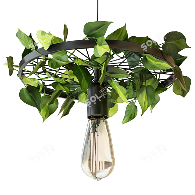 Vintage Industrial Hanging Lamp with Wheel 3D model image 1