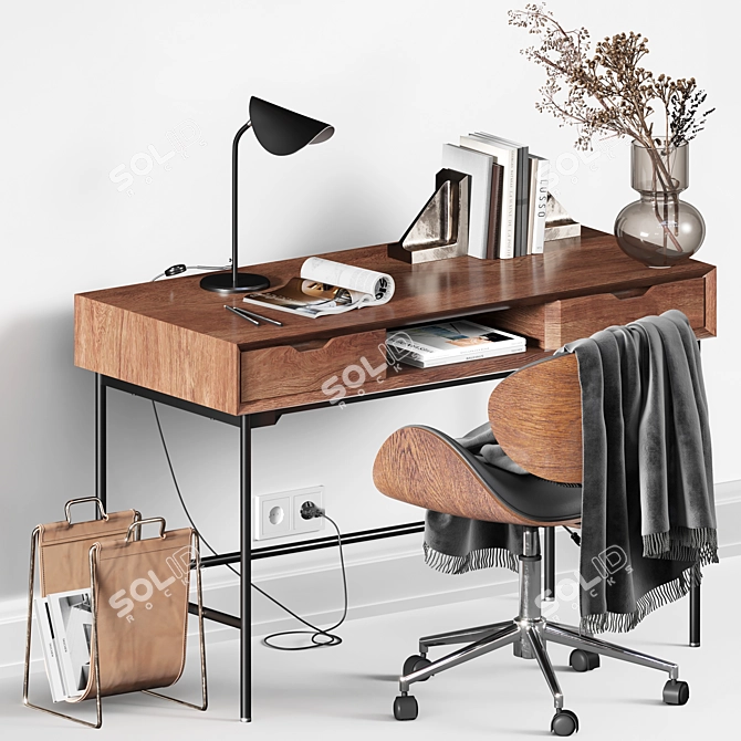 Sleek and Stylish Workplace Set 3D model image 1