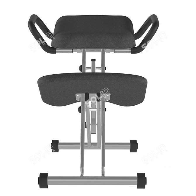 ErgoKnee Chair: Black Fabric, Handles 3D model image 2