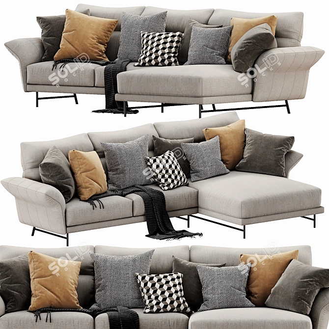 Modern Italian Chaise Lounge 3D model image 2