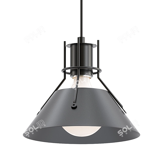 Sleek Black Pendant Light 3D model image 1