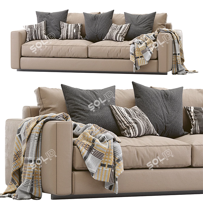 Ferlea Leather Sofa: Sleek & Elegant 3D model image 1