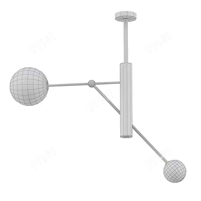 Sleek Brass Pole Dance Pendant 3D model image 2