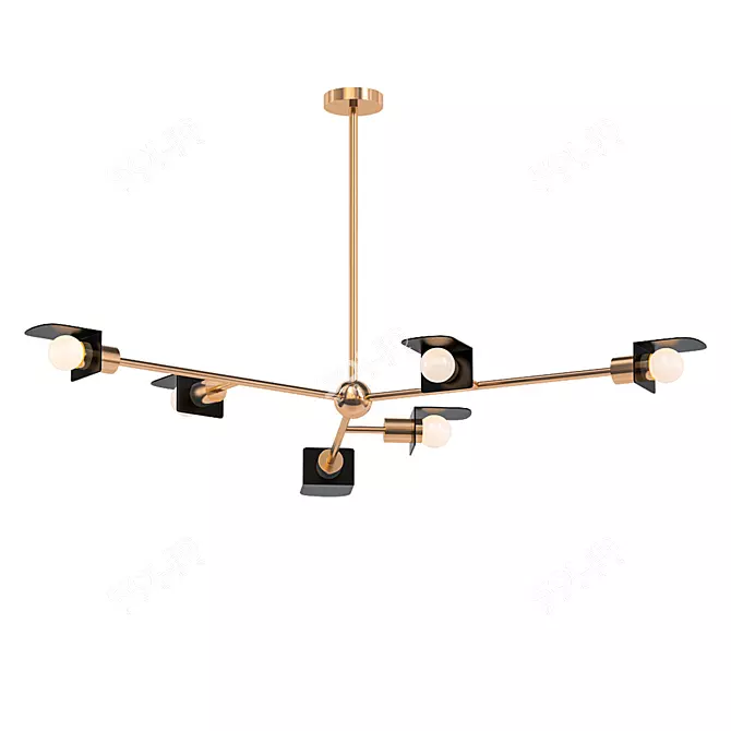 Modern Brass Chandelier: Route II 3D model image 1