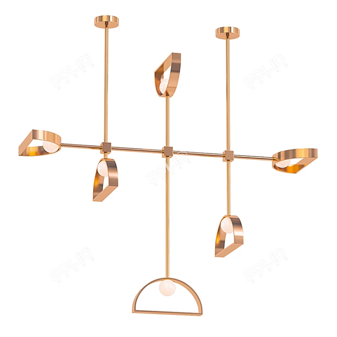 Brass Sphere Pendant Light 3D model image 1