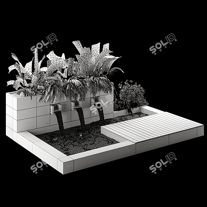 Flowing Bliss Garden Waterfall 3D model image 3