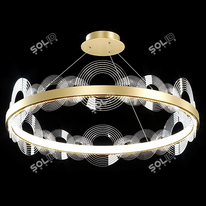 Luxury Vetora Chandelier: Elegant Glass & Brass Pendant 3D model image 1