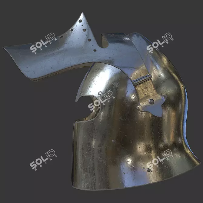 Visored Barbuta Helmet: VR/AR Low Poly, PBR Textures 3D model image 3