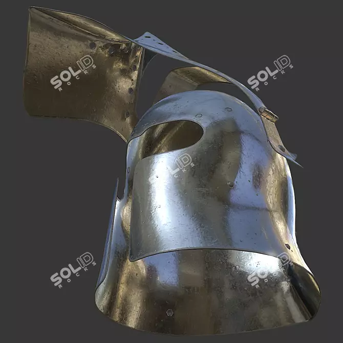 Visored Barbuta Helmet: VR/AR Low Poly, PBR Textures 3D model image 4