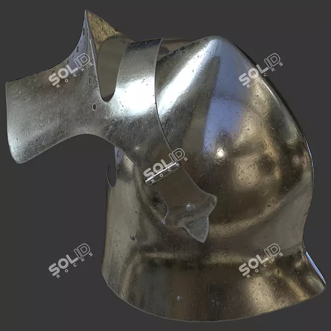 Visored Barbuta Helmet: VR/AR Low Poly, PBR Textures 3D model image 5