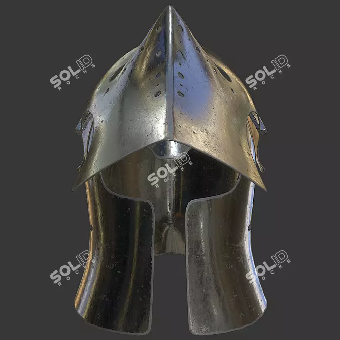 Visored Barbuta Helmet: VR/AR Low Poly, PBR Textures 3D model image 6