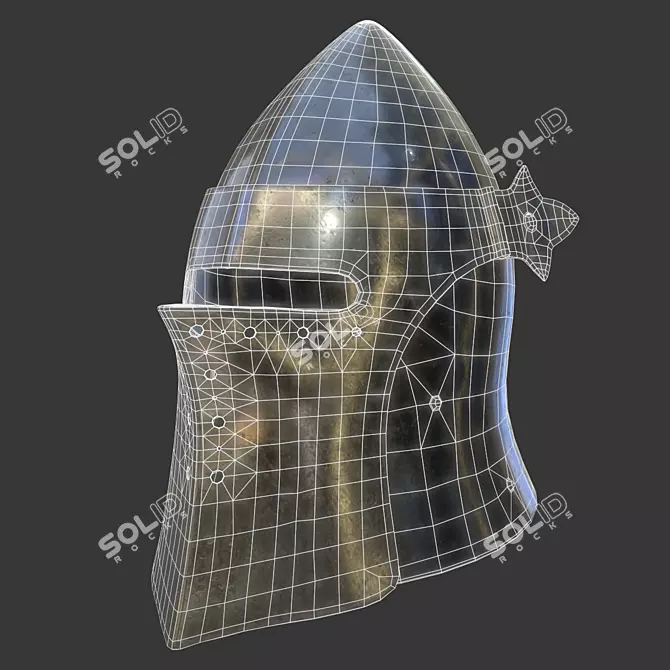 Visored Barbuta Helmet: VR/AR Low Poly, PBR Textures 3D model image 7